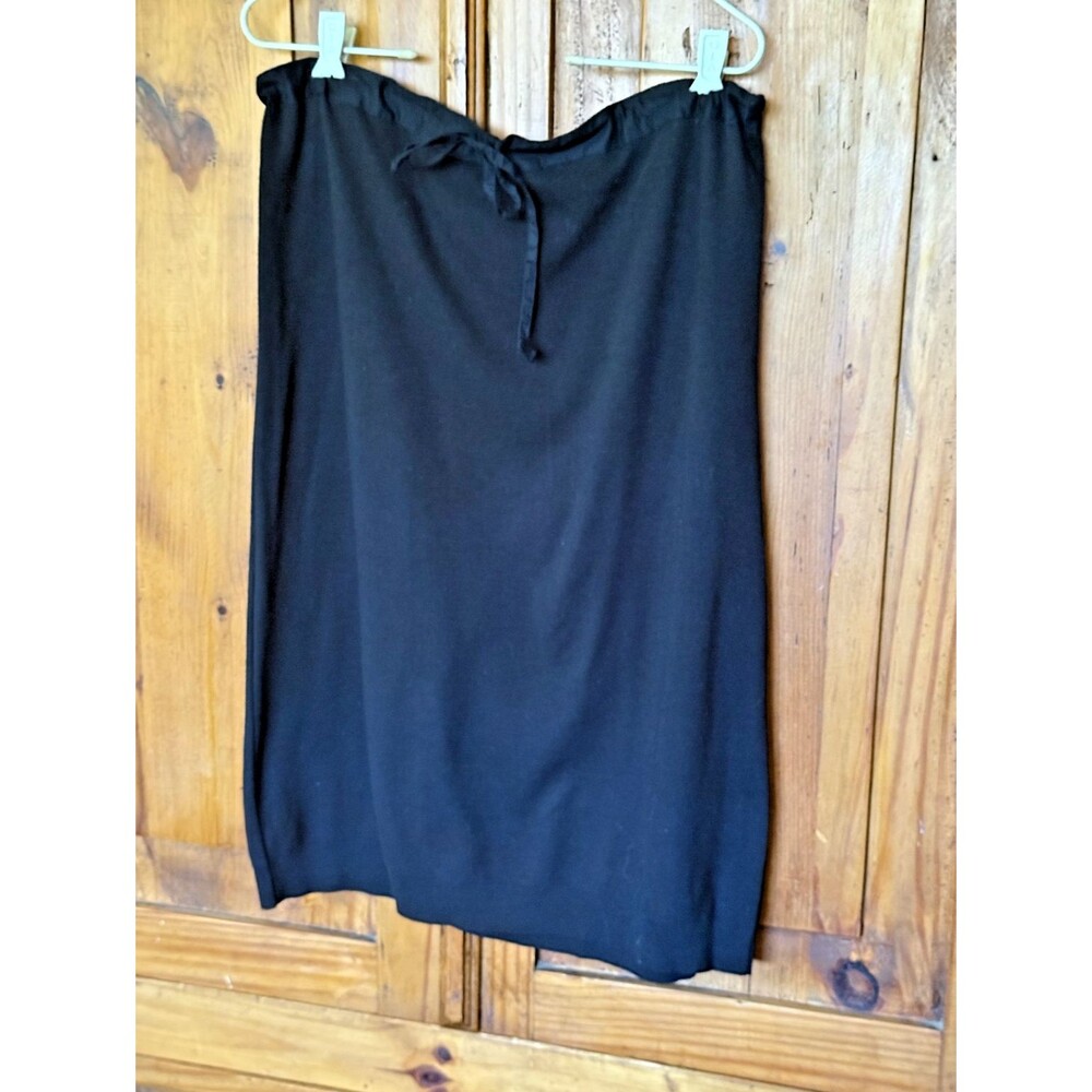 NWOT DKNY Black Cotton Knit Drawstring Waist Skirt Size M